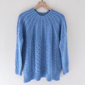 NWT MNG Cable Knit Pullover Knit Sweater Blue